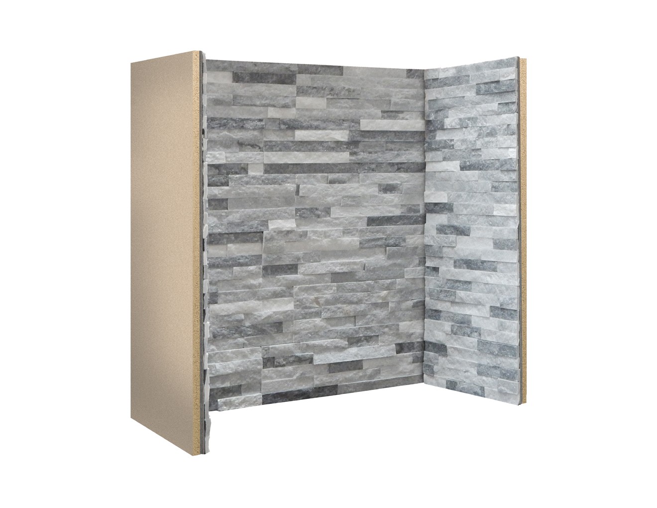 Grey White Staggered Slate Chamber