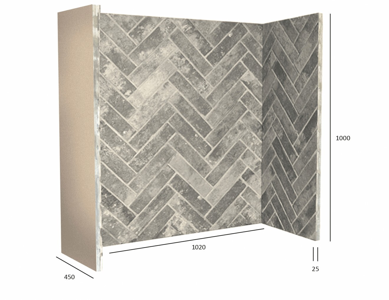 Steel Grey Herringbone Brick Bond Chamber
